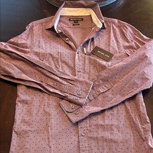 Michael Kors Men's Burgundy Button Down Shirt